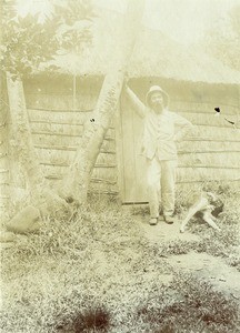 Missionary Etienne Bergeret in front of his study