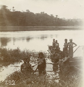 Women fishing, in Gabon