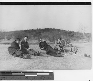 Maryknollers and other men at Shinton Park in Andong, China