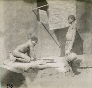 Barotse people making a floor, in Northern Rhodesia, Zambia