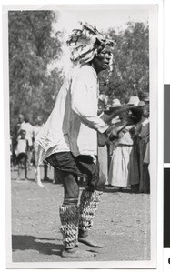 Male dancer at the coronation celebration, Ramotswa, Botswana, 1937