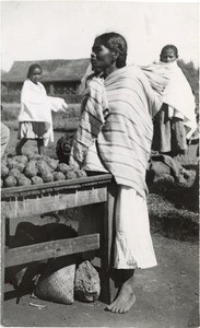 Soap merchant in a market, in Madagascar