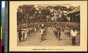 Students perform exercises at school, Foumban, Cameroon, ca.1920-1940