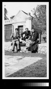 Students and T.C. Chao of School of Religion, Yenching University on retreat in Western Hills near Beijing, China, 1931