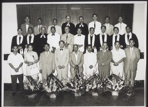 "Rev. Witschi, Rev. Chee En Seung, Rev. Tong Shu kee, Rev. Yip Kwei Ting, Rev. Tong Siu ling. 12. May 1957, Hong Kong
