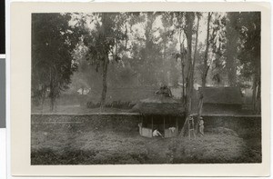 Construction of an arbor at the first mission station in Adis Abeba, Adis Abeba, Ethiopia, 1929