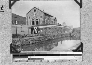 People in front of a church building, Goedverwacht, South Africa