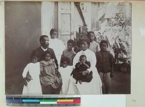 Hans Rabeony and Razafy with family, Antananarivo, Madagascar, ca.1900