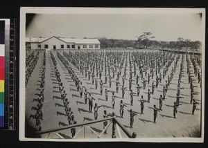 School boys in formation outdoors, Ghana, 1926