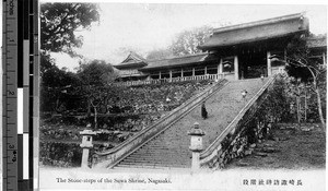 The stone-steps of the Suwa shrine, Nagasaki, Japan, ca. 1920-1940