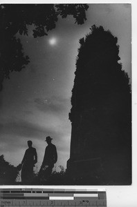 Maryknoll fathers at pagoda at Fushun, China, 1938