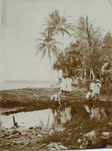 Pupils of the Girls's boarding school on a walk in Taunoa, Moorea island