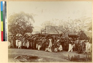 Village gathering with chief, Ghana, ca.1885-1895