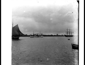 Sailing ship on the Cameroon River