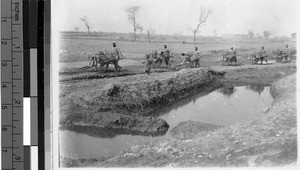 A group farmers with wheel barrows, Shanghai, China, 1936