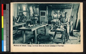 Technical school students working indoors, Congo, ca.1920-1940