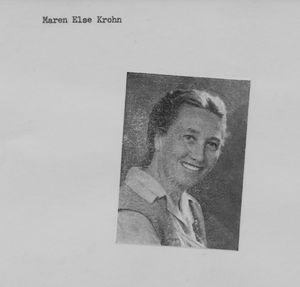 Nurse, Maren Else Krohn, born Rosenlund 1910 in Kaerabani (Daughter of the Missionary Couple, B