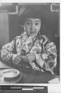 A Kindergartener at the Japanese Mission at Fushun, China, 1938