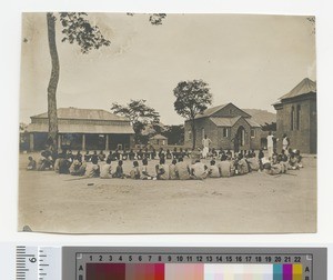 Patients eating, Blantyre hospital, Malawi, ca.1904