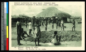 Threshing sorghum, Congo, ca.1920-1940