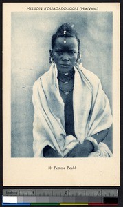 Fula woman wearing beaded jewelry, Ouagadougou, Burkina Faso, ca.1900-1930