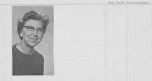 Ruth Kristiansen, (sister of Ingeborg Eie). Mission Secretary, 1971 - (77?) Several trips to th