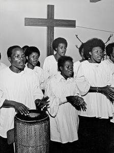 Gudstjeneste i Den Presbyterianske Kirke i Kigali, Rwanda 1986