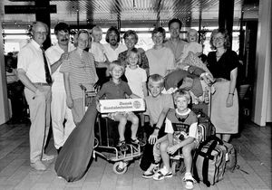 DSM missionaries leaving for Kathmandu, Nepal. Departure from Kastrup Airport, July 1992. Secre