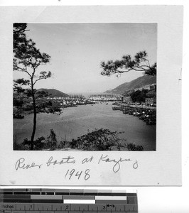 River boats at Meixien, China, 1948