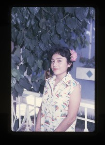 Girl, possibly in front of Iglesia de Cristo