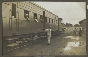 Train at the railway station, Tanzania, ca.1930-1940