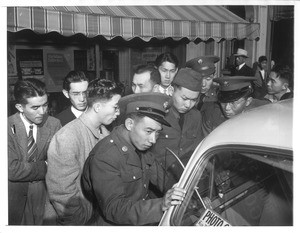 "San Francisco Japanese Face Crisis"--caption on photograph