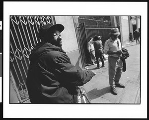 People on the sidewalk, Union Rescue Mission of Los Angeles, 1996