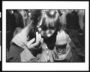 Woman in prayer, Victory Outreach Church, North Hollywood, California, 1996