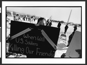 South Korean student demonstration against United States military negligent homicide of two Korean girls in Korea, the Ellipse, Washington, D.C., 2002