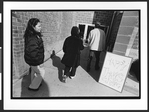 Homeless people entering "Jesus House" Redeemed Christian Church of God, Silver Springs, Maryland, for Thanksgiving dinner