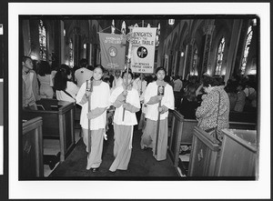 Procession of teenagers of Filipino origin inside St. Patrick's Catholic Church, San Francisco, California, 2002