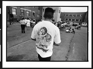 Worshipers of Latin American origin at outdoor prayer meeting, Charismatic, Maternity B.V.M., Chicago, Il., 2002