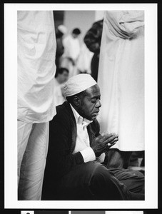 Man at a Friday prayer at Masjid Umar ibn al-Khattab, Los Angeles, 1999