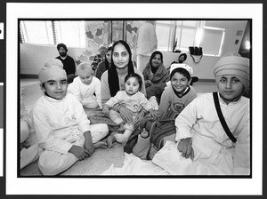 Sikh women at prayer service of National Sikh Foundation at Travilah Elementary School, North Potomac, Maryland, 2002