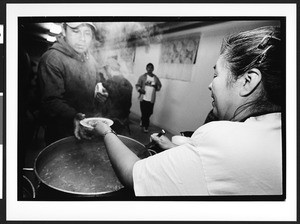 Free Breakfast for "Listo Workers", Saint Anthony of Padua Church, Mission District, San Francisco, California, 2002