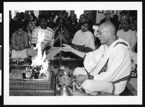 Congregation watching homa at Hare Krishna Temple, Los Angeles, 1999