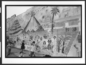 Four children of Filipino origin in playground, SOMA, San Francisco, California, 2002