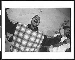 Men in prayer, Victory Outreach Church, North Hollywood, California, 1996