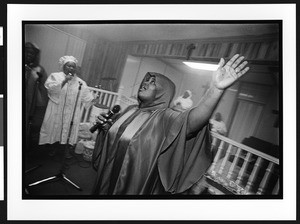 A woman of African origin sings at Saint James Healing Church of Christ, Bladensburg, Maryland