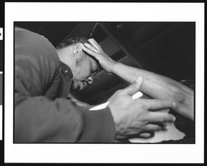 Man in prayer, Victory Outreach Church, North Hollywood, California, 1996