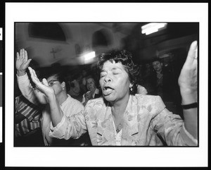 Woman in trance at Mass, St. Thomas, Los Angeles, 1996