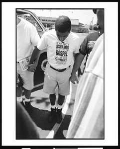 Men in prayer, Victory Outreach Church, North Hollywood, California, 1996