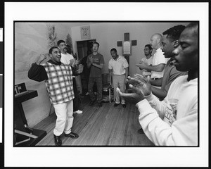 People in prayer, Victory Outreach Church, North Hollywood, California, 1996