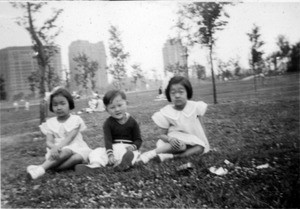 Selma and Ramona Hahn and a boy in park